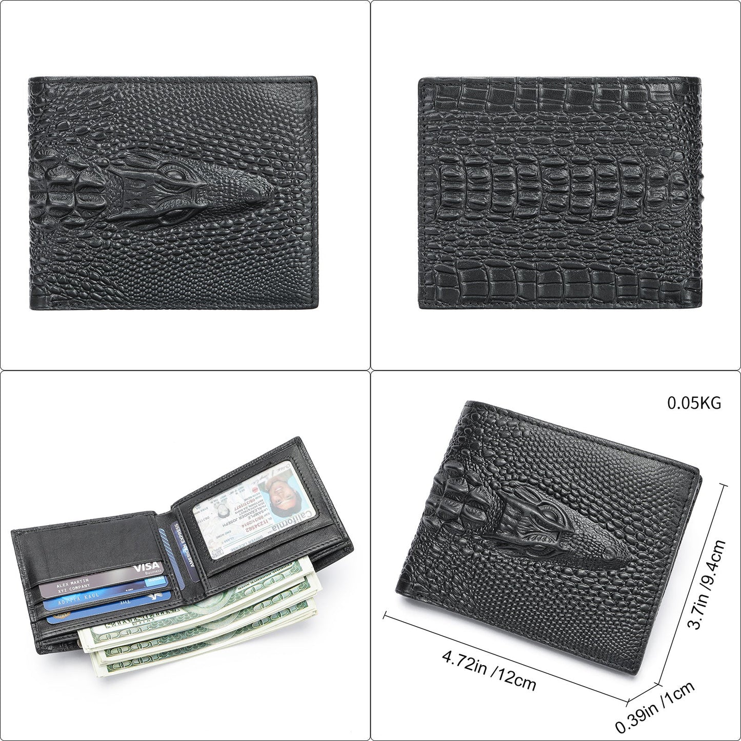 Crocodile Print Men's Leather Business Wallet