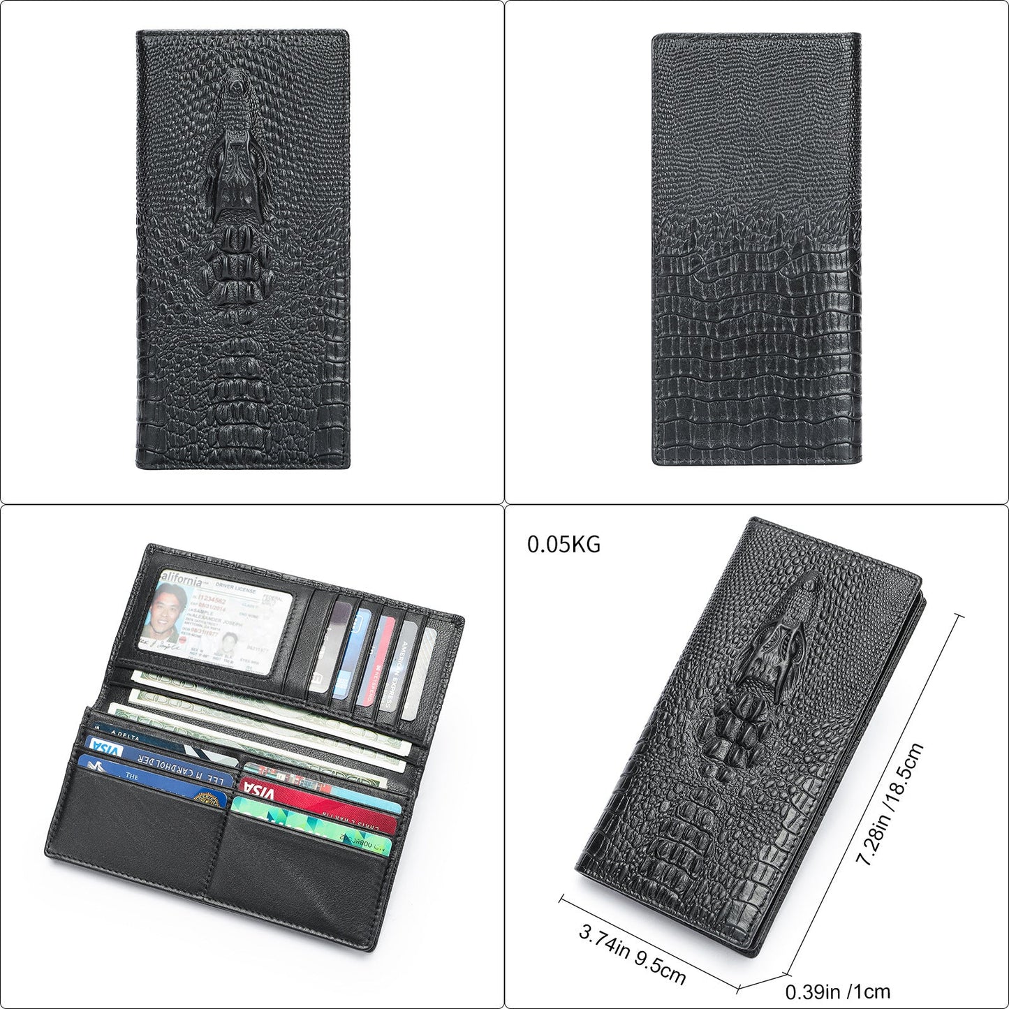 Crocodile Print Men's Leather Business Wallet