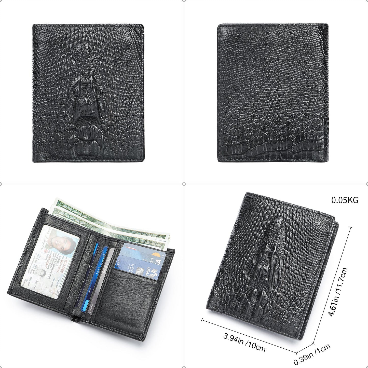 Crocodile Print Men's Leather Business Wallet