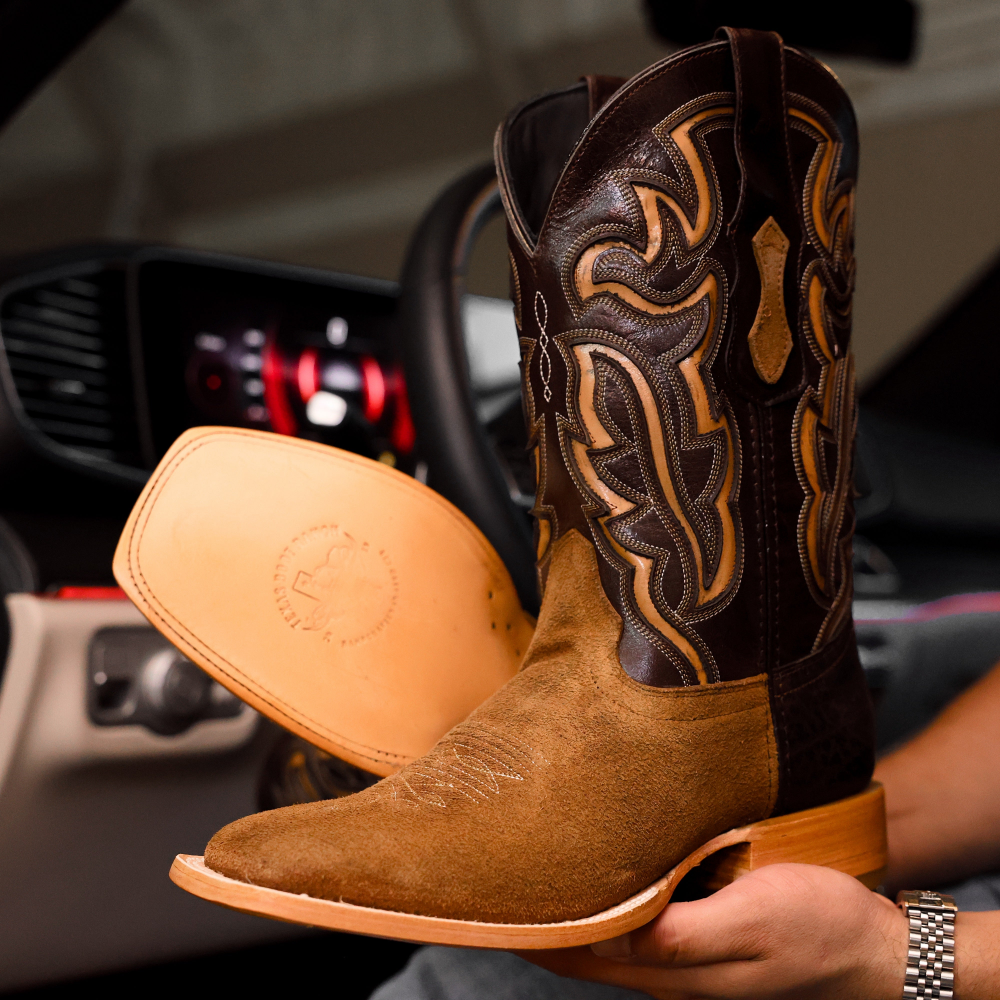 Honey Rough-Out Leather Boots - Square Toe