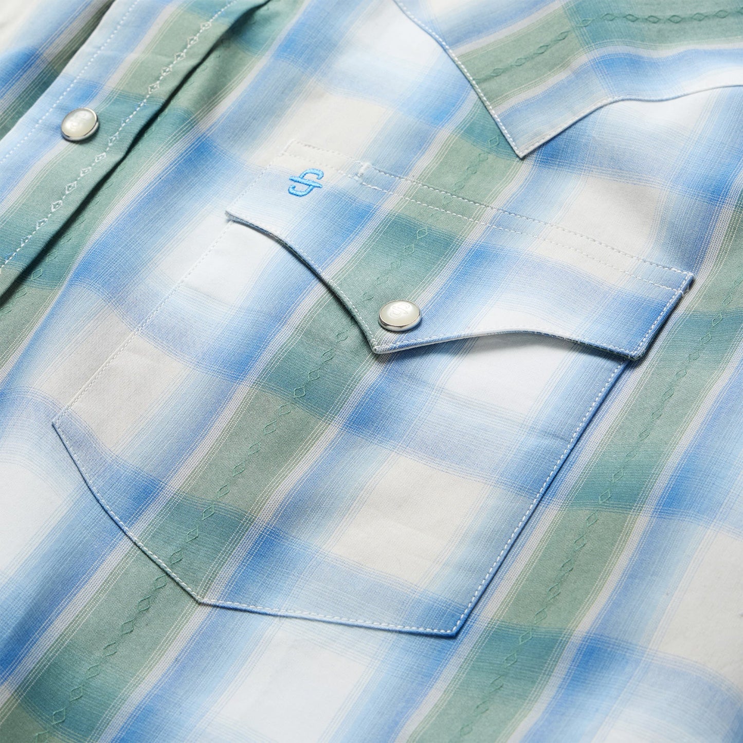 Moss Plaid Short-Sleeve Western Shirt