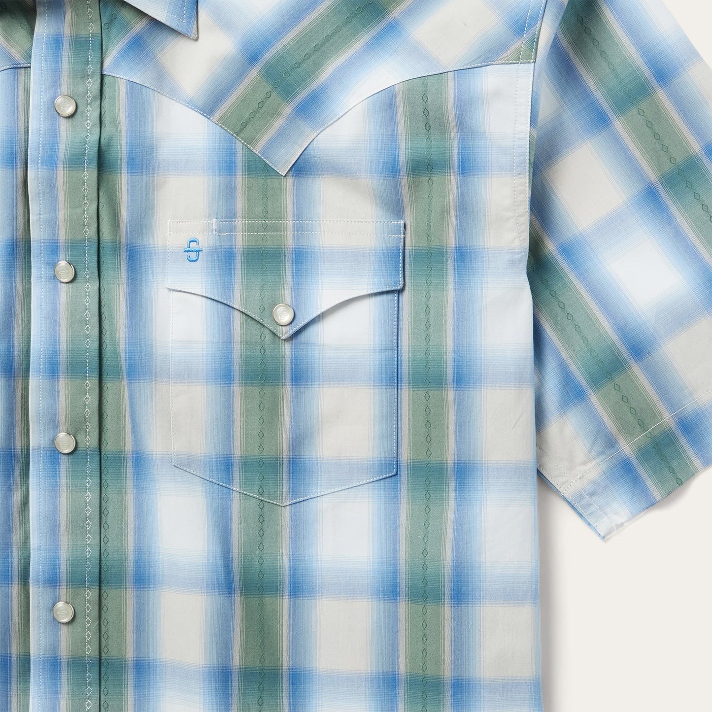 Moss Plaid Short-Sleeve Western Shirt