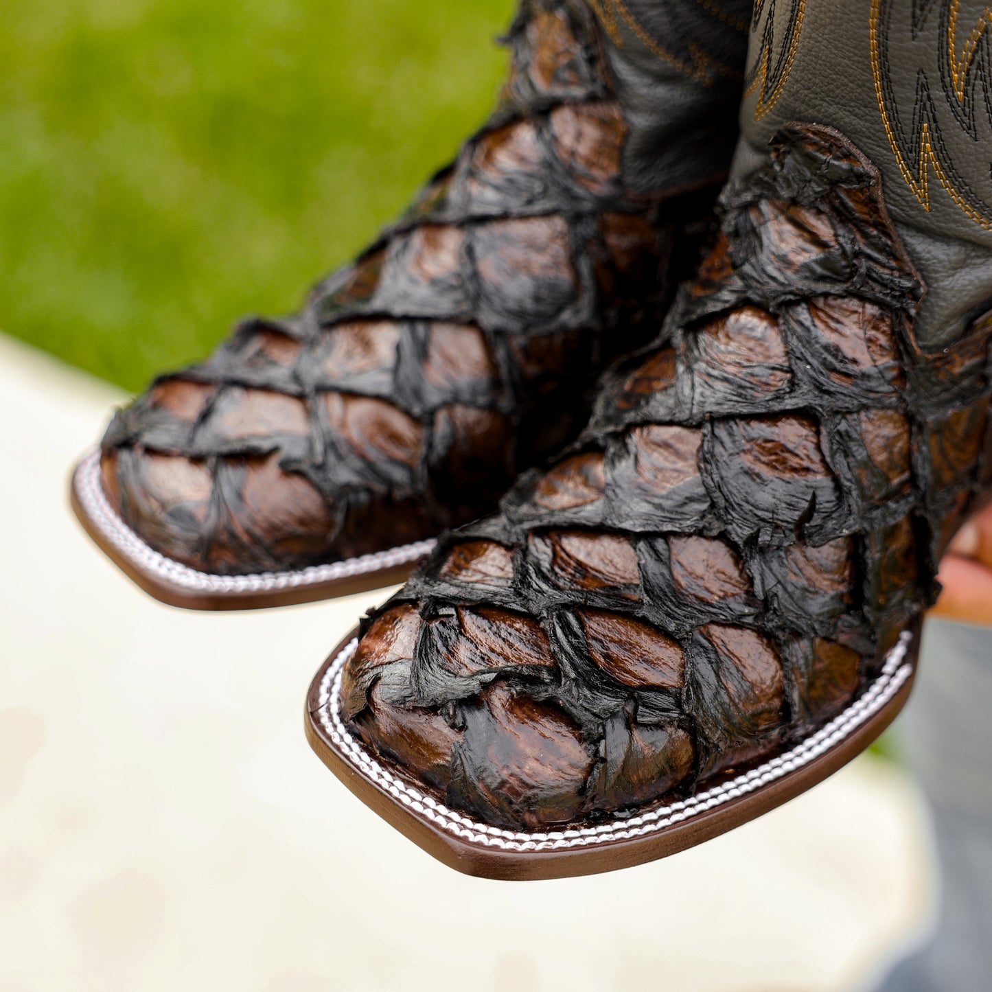 Handcrafted Jumbo Pirarucu Leather Boots - Square Toe