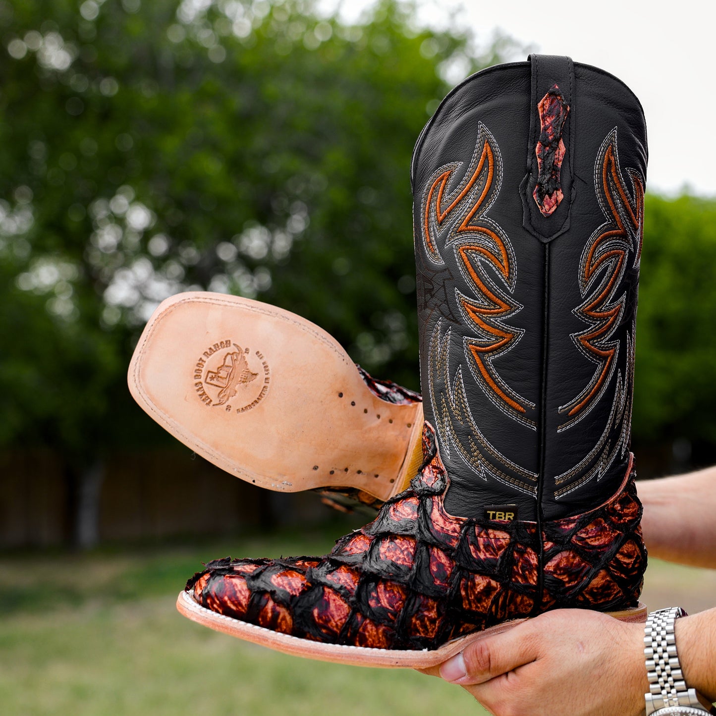 Cognac Jumbo Leather Boots - Square Toe