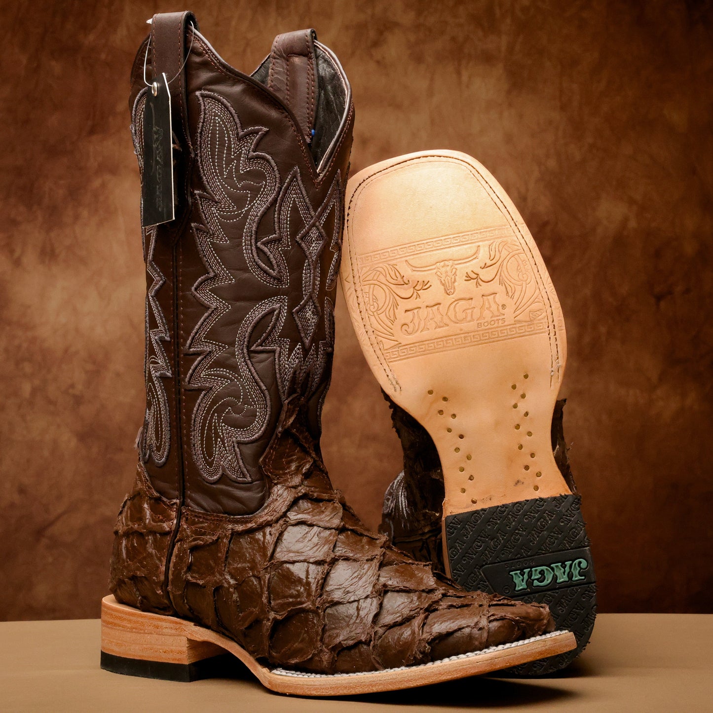 Matte Brown Jumbo Leather Boots - Square Toe