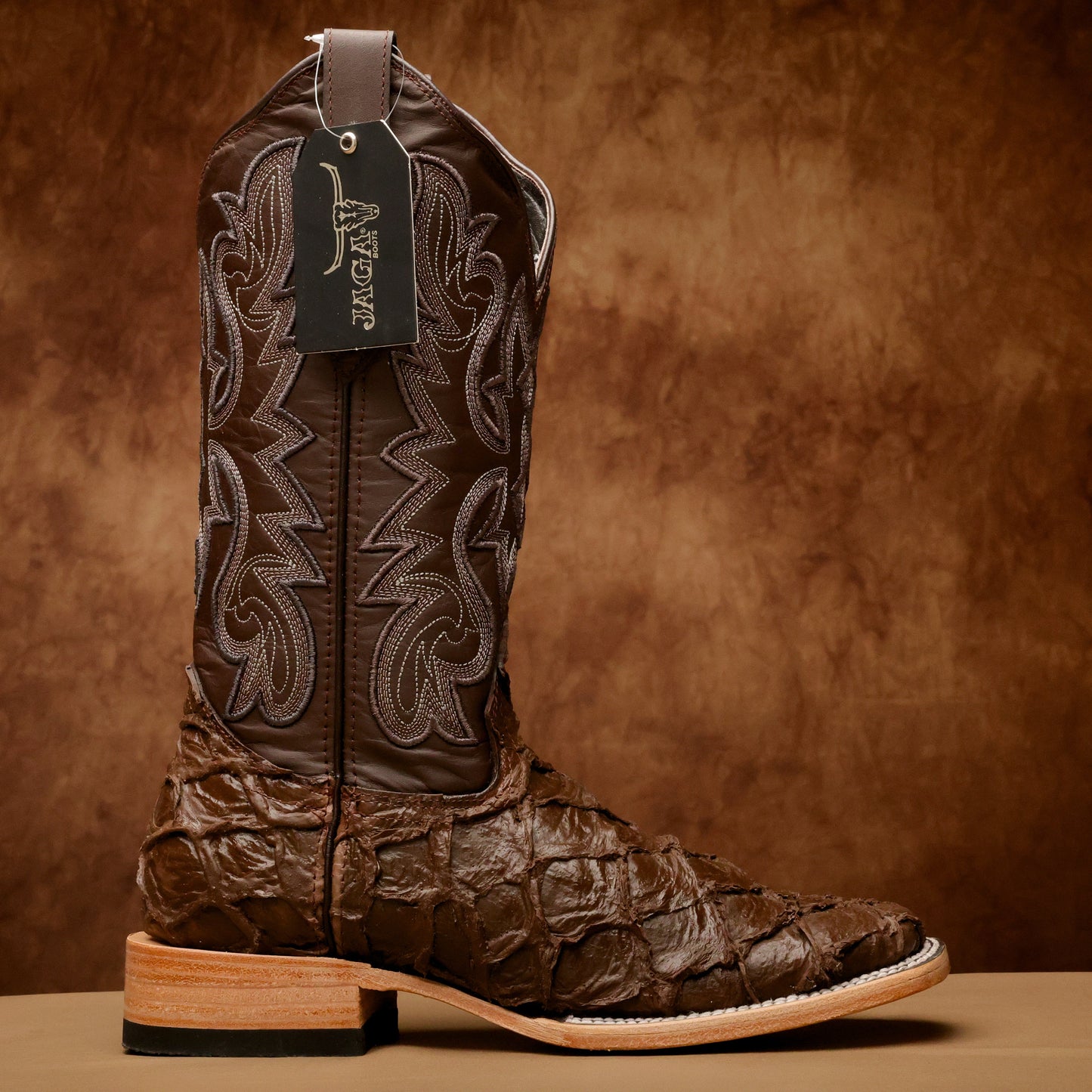 Matte Brown Jumbo Leather Boots - Square Toe