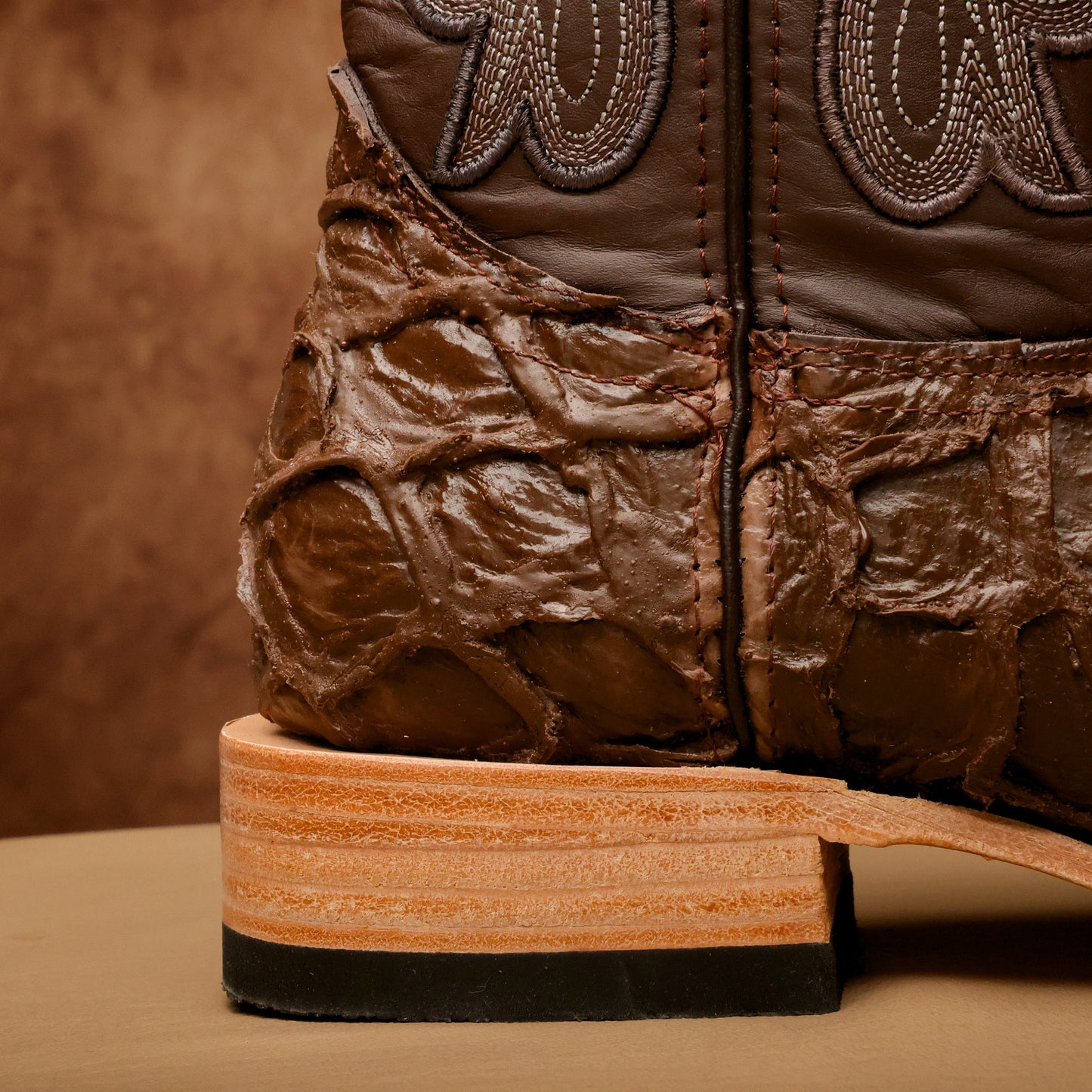 Matte Brown Jumbo Leather Boots - Square Toe