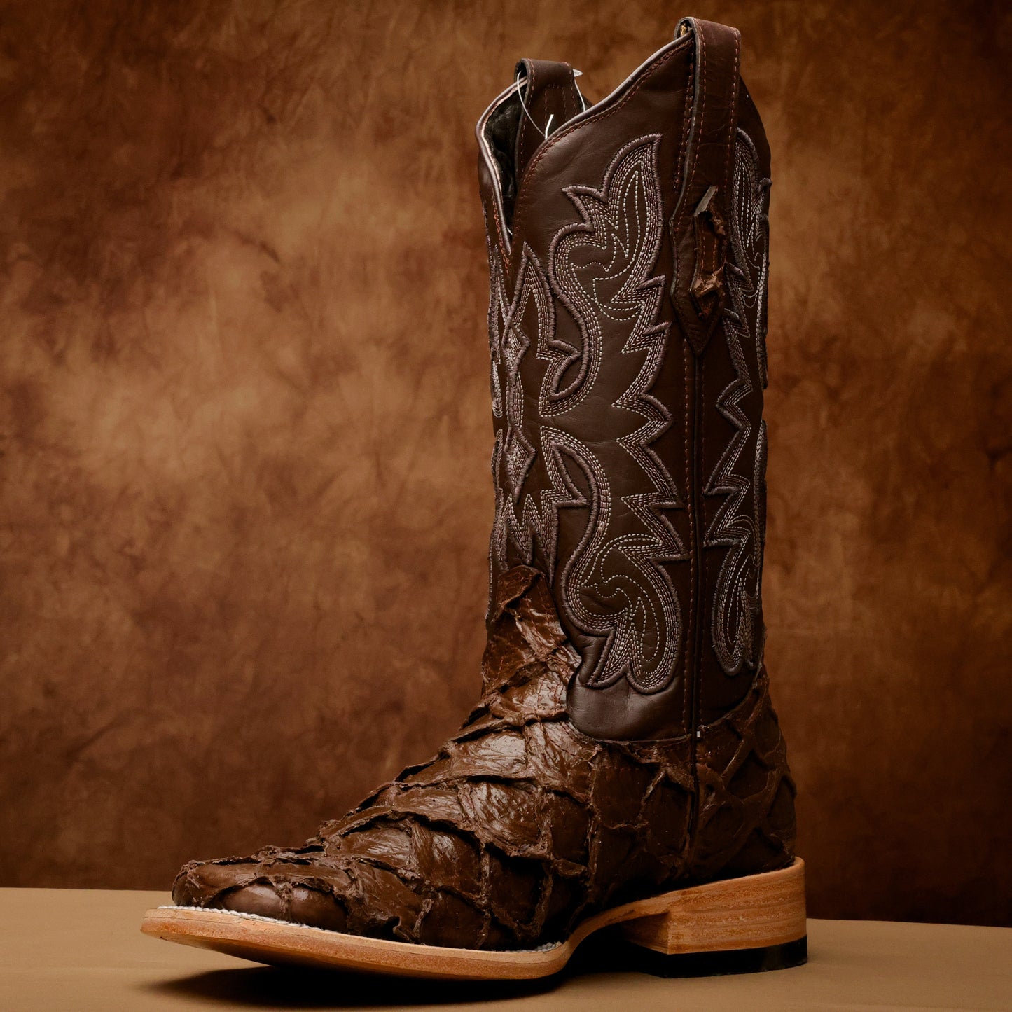 Matte Brown Jumbo Leather Boots - Square Toe
