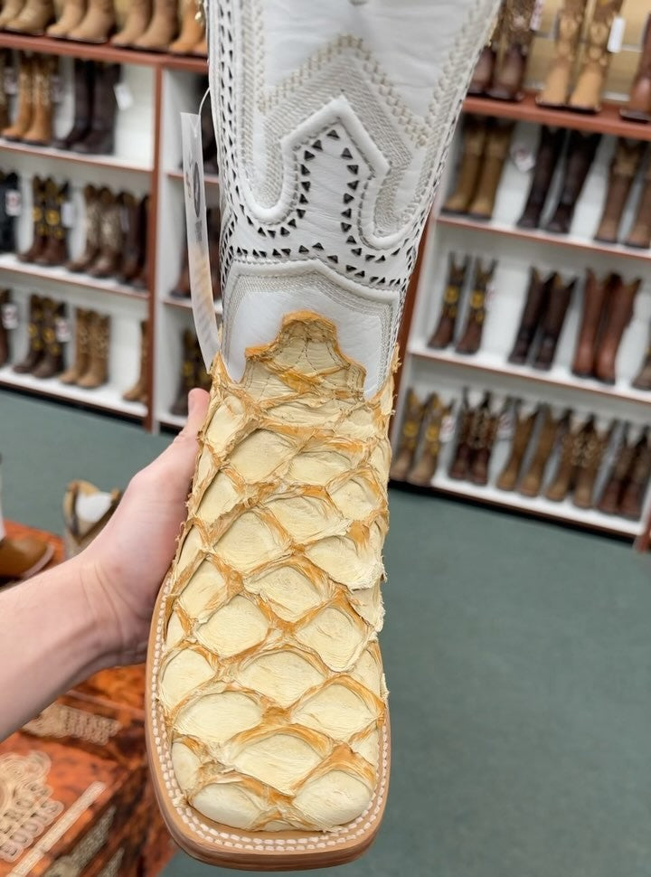 Premium Exotic Pirarucu White Castor Boots