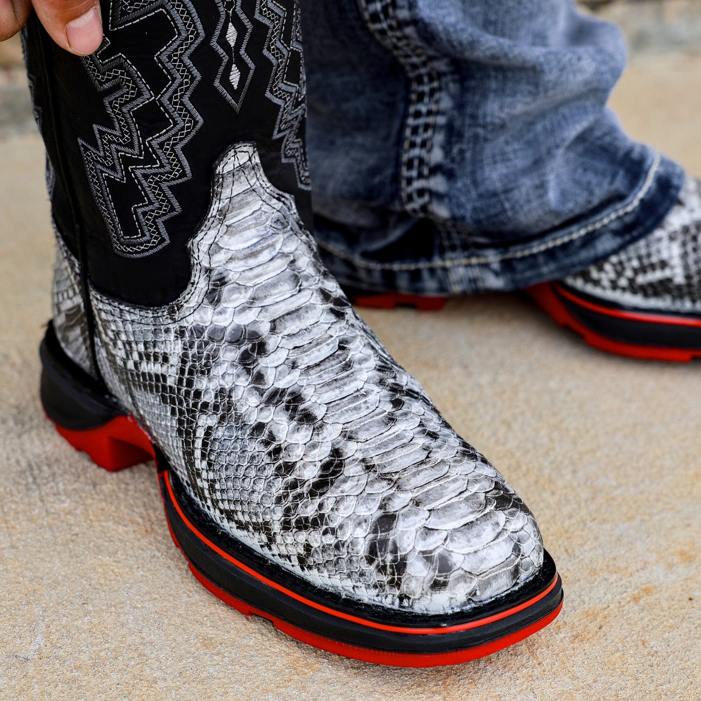 Natural Python Leather Boots - 3D Sole Composite Toe