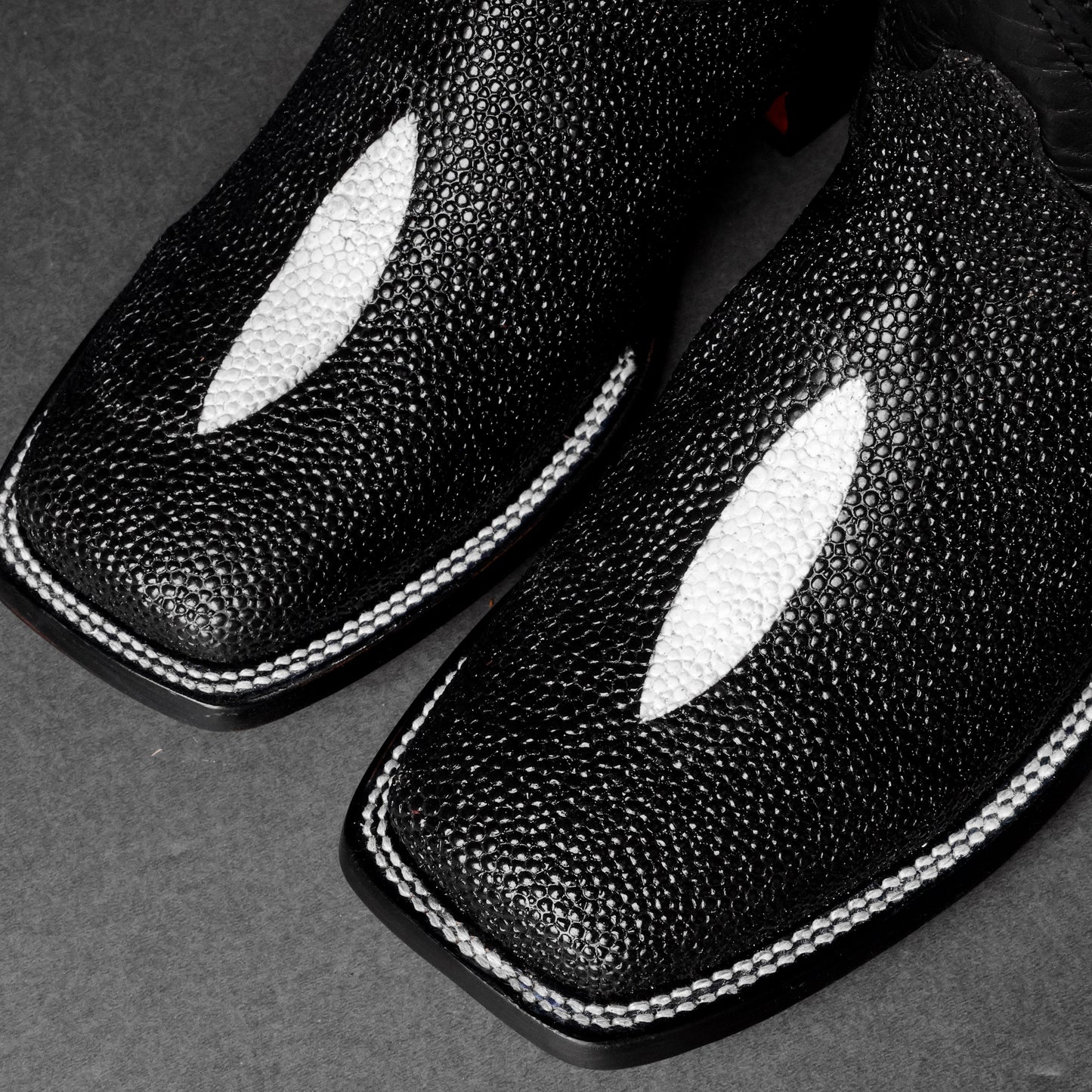 Mystical Black Stingray Leather Boots - Square Toe