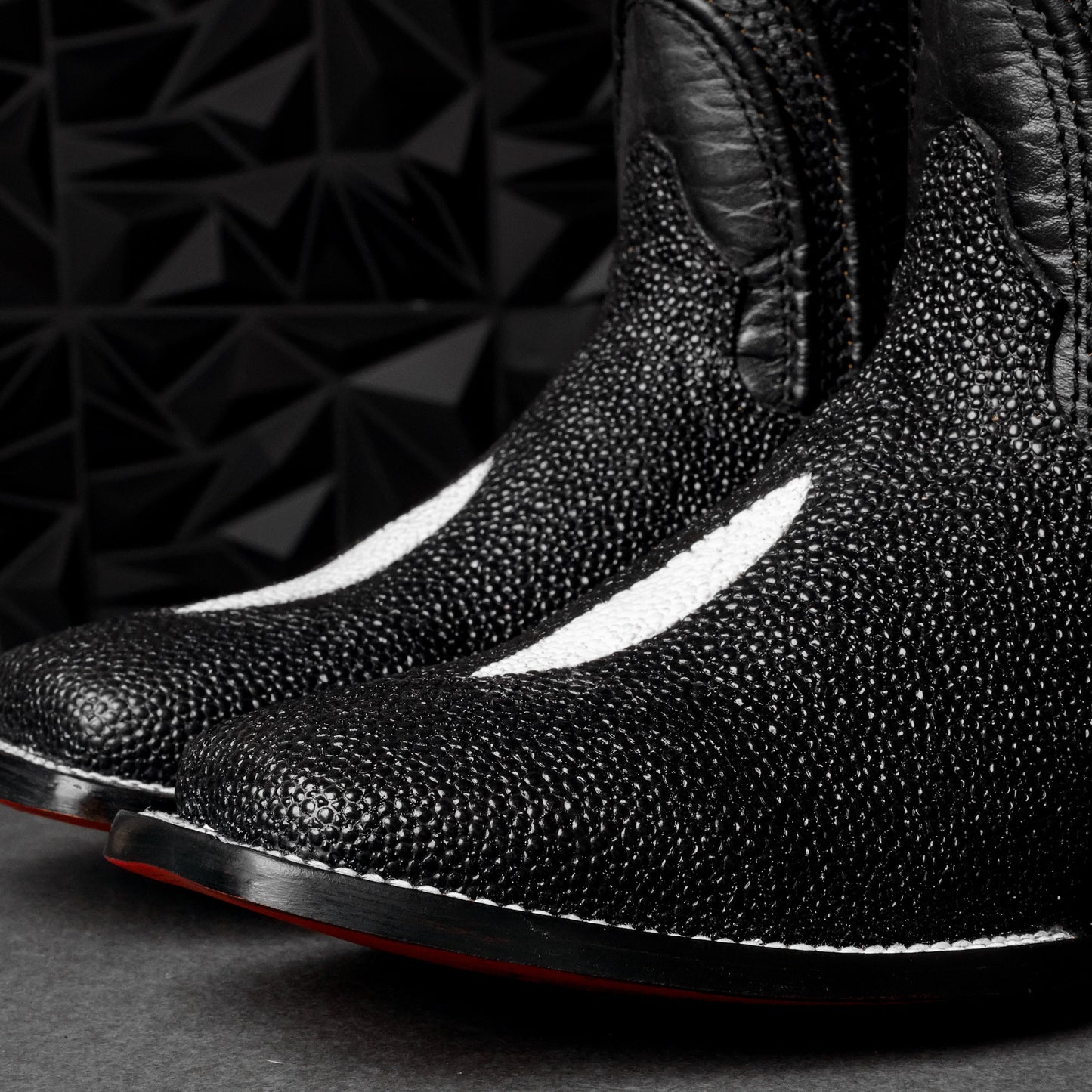 Mystical Black Stingray Leather Boots - Square Toe