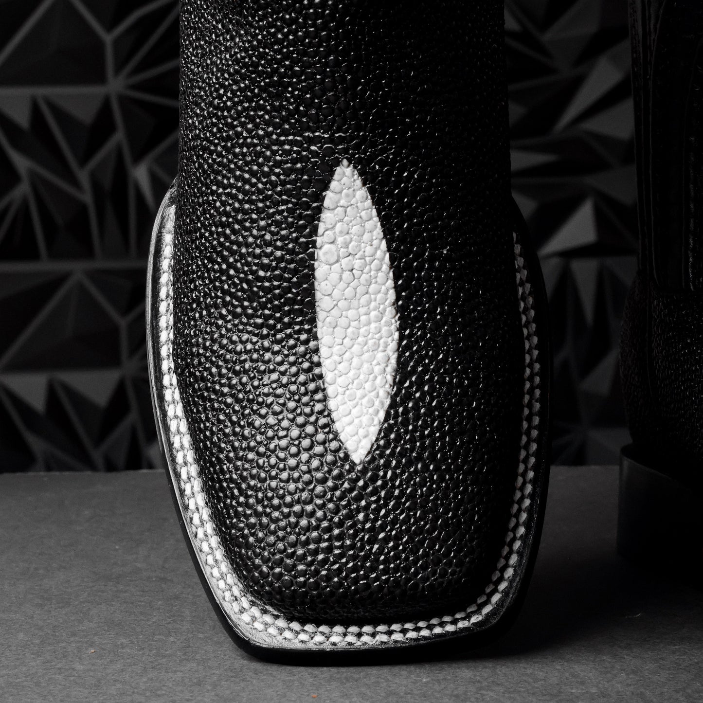 Mystical Black Stingray Leather Boots - Square Toe