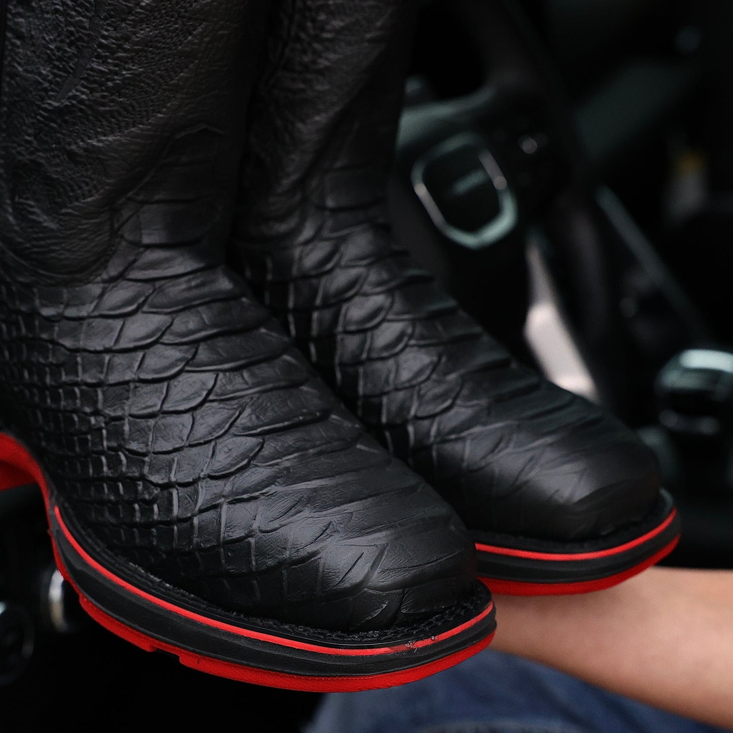 NEW Matte Black Anaconda Leather Boots - 3D Sole Composite Toe