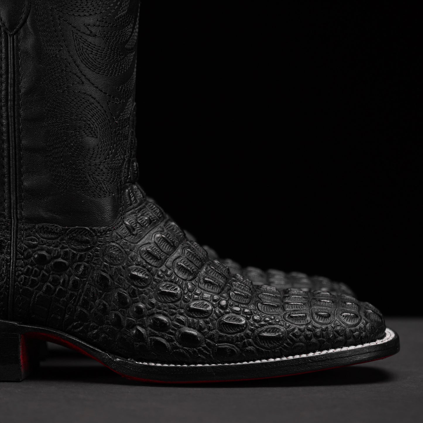Black Caiman Horn Handmade Boots