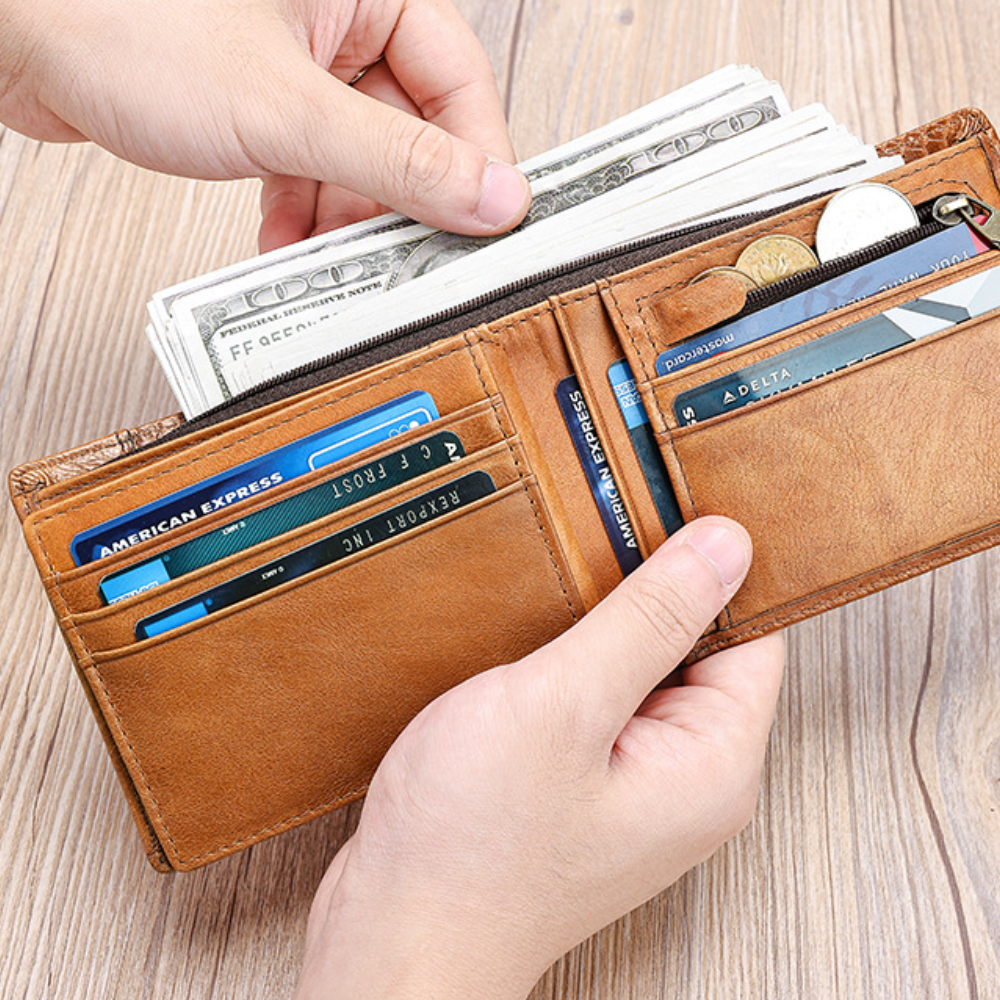 Men's Vintage Python Cowhide Coin Wallet