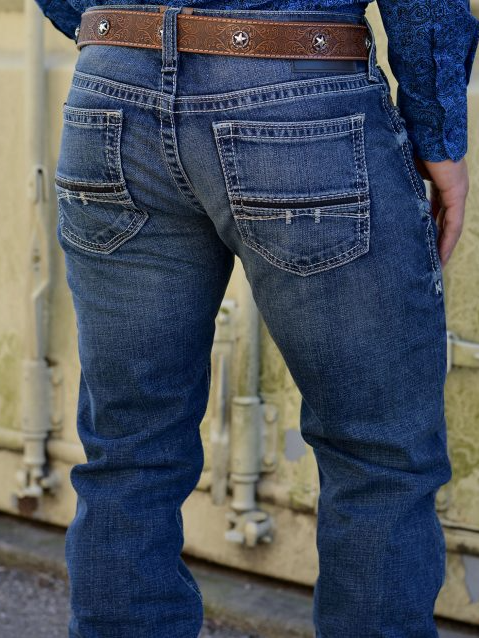 Attrendy Men’s Rocker Stretch Straight Jeans – Deep Indigo