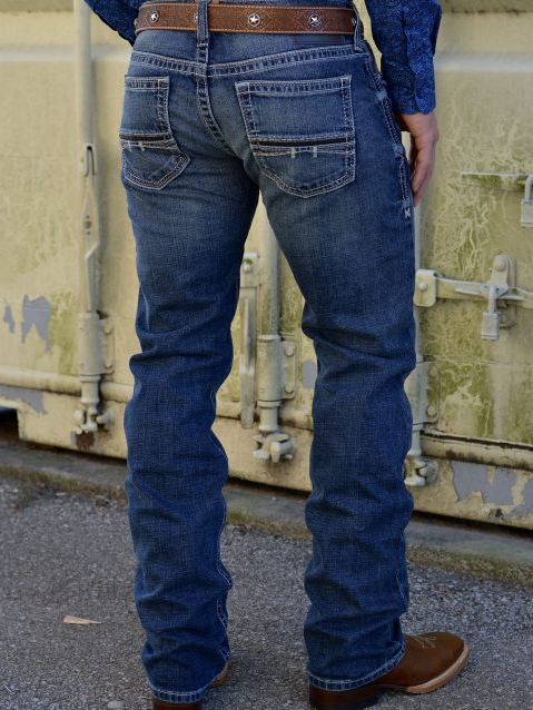 Attrendy Men’s Rocker Stretch Straight Jeans – Deep Indigo