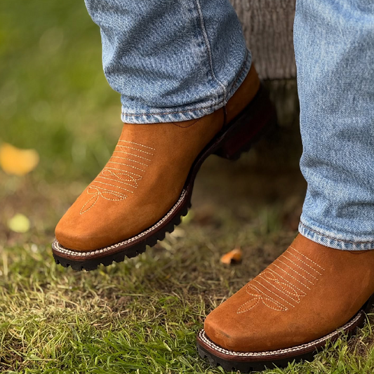 Men's Classic Cowboy Boots-vintage Embroidery, Square Head Design