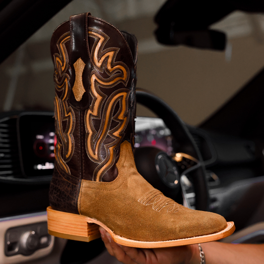 Honey Rough-Out Leather Boots - Square Toe
