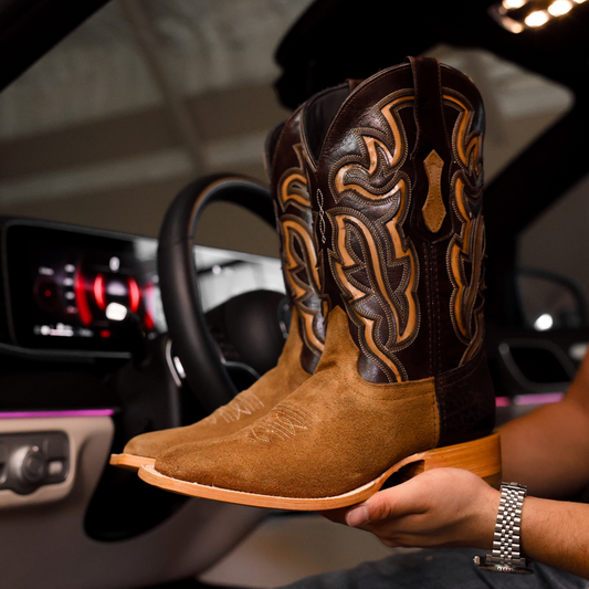 Honey Rough-Out Leather Boots - Square Toe