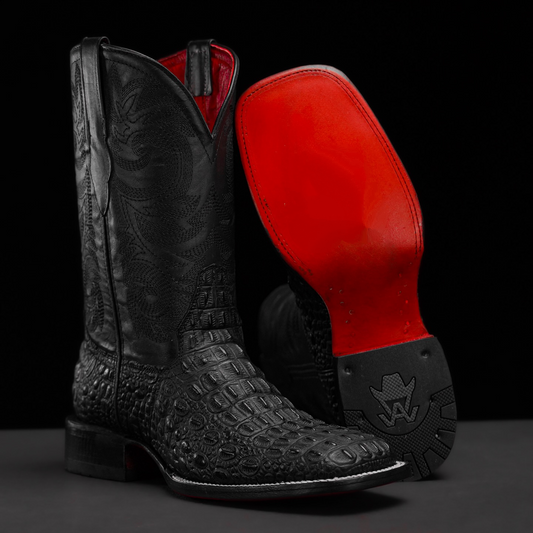 Black Caiman Horn Handmade Boots