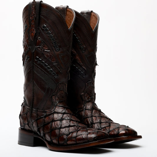 Rugged Elegance Pirarucu Boots - Square Toe