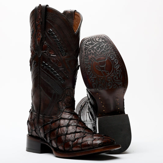Rugged Elegance Pirarucu Boots - Square Toe