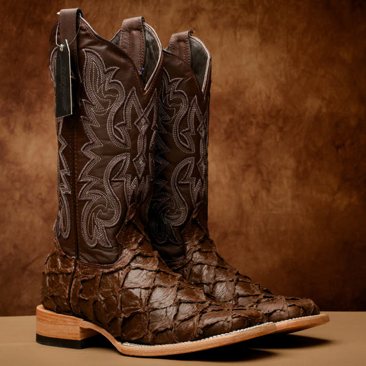 Matte Brown Jumbo Leather Boots - Square Toe