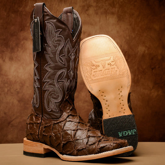 Matte Brown Jumbo Leather Boots - Square Toe
