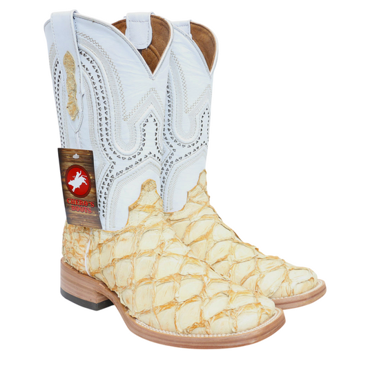 Premium Exotic Pirarucu White Castor Boots