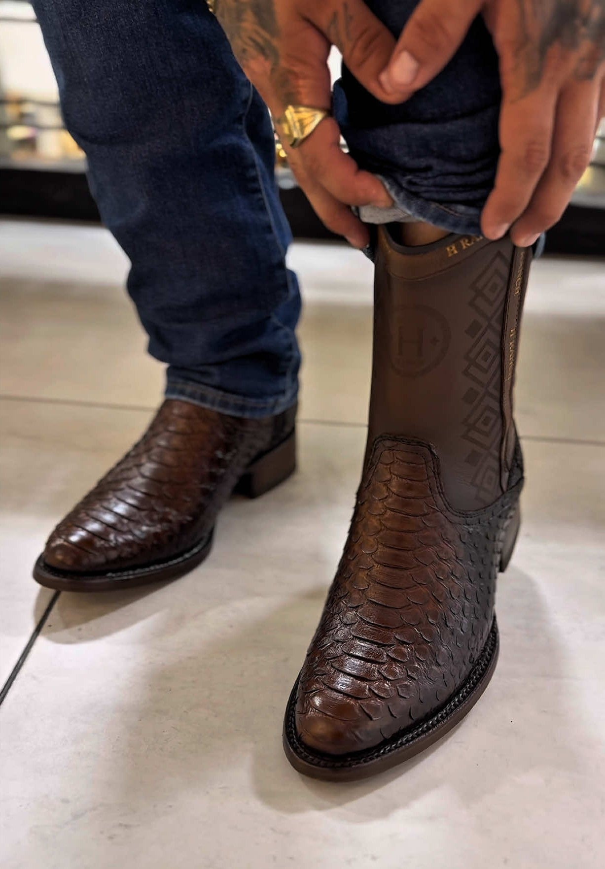 Trend Python Leather Vintage Boots