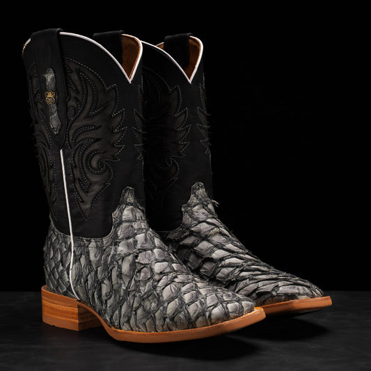Authentic Gray Pirarucu Boots – Square Toe