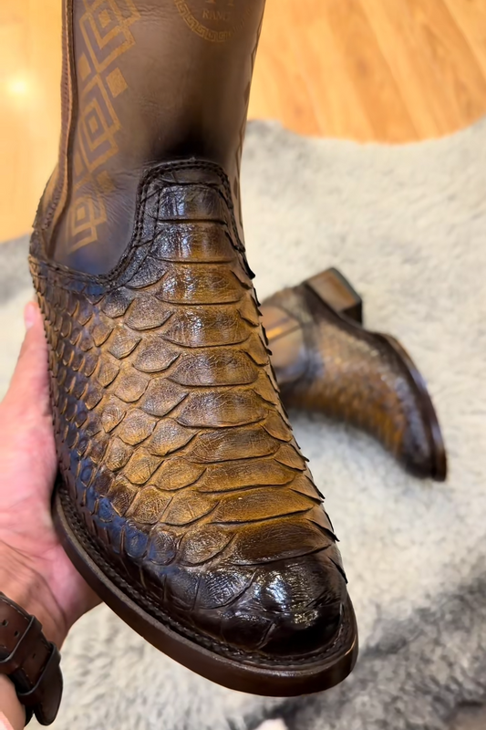 Handcrafted Python Leather Cowboy Boots