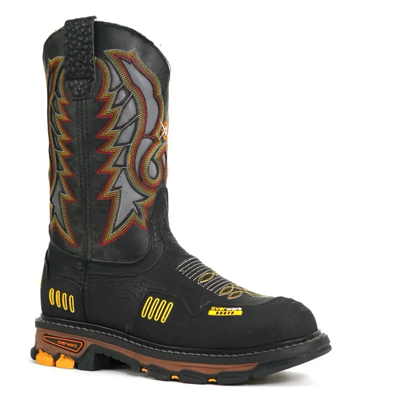 Men's Black Shoulder Steel Toe Work Boots