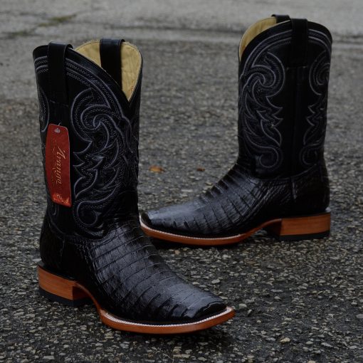 Original Crocodile Belly Midnight Black Square Toe