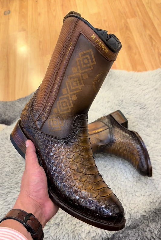 Handcrafted Python Leather Cowboy Boots